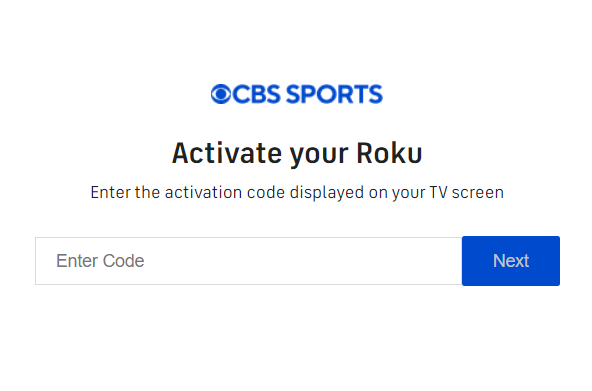 actiavation page for Roku- CBS activate