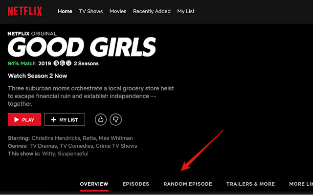 Netflix Random Episode Button