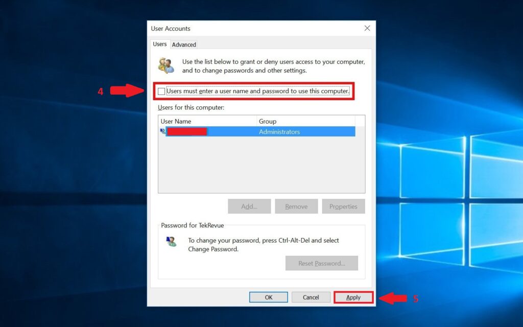 Remove Login Password on Windows 10