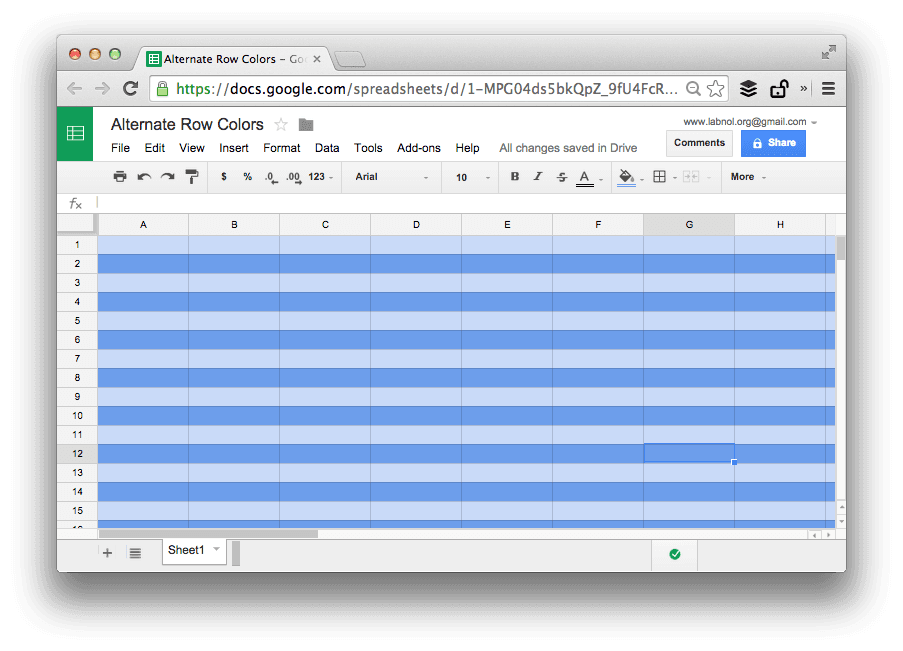 How to Alternate Colors in Google Sheets