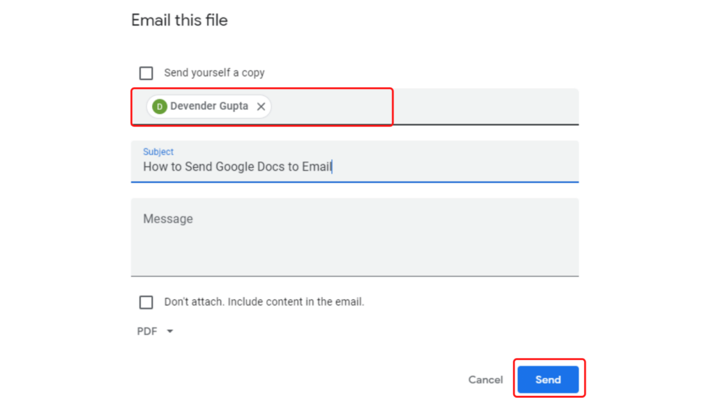 Send Google Doc as Email-Attachment