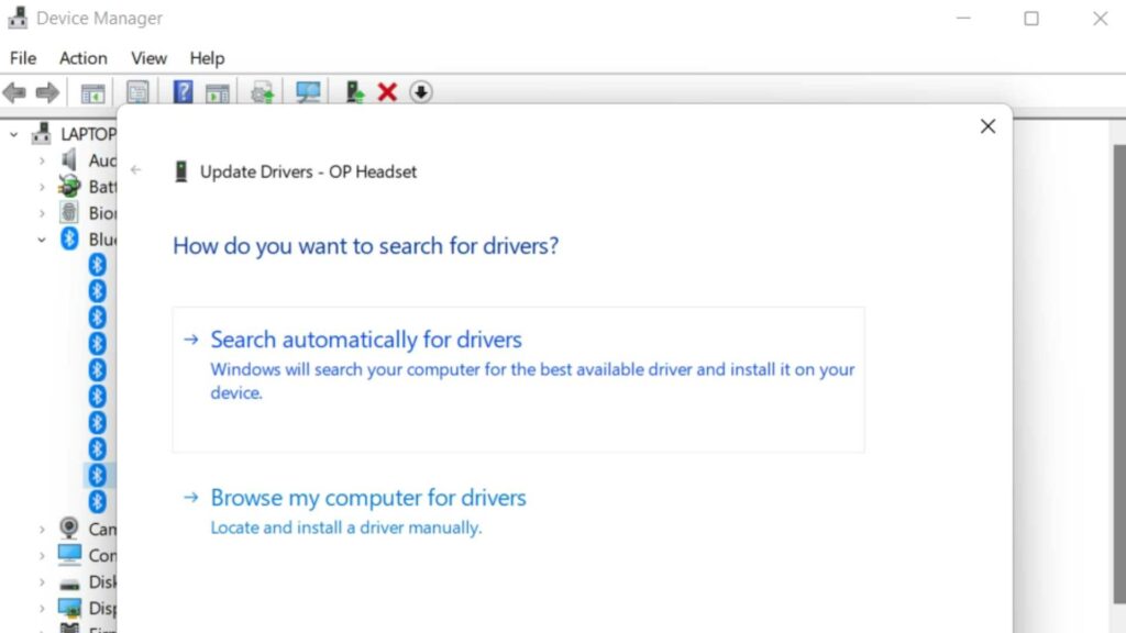 Search automatically for updated driver