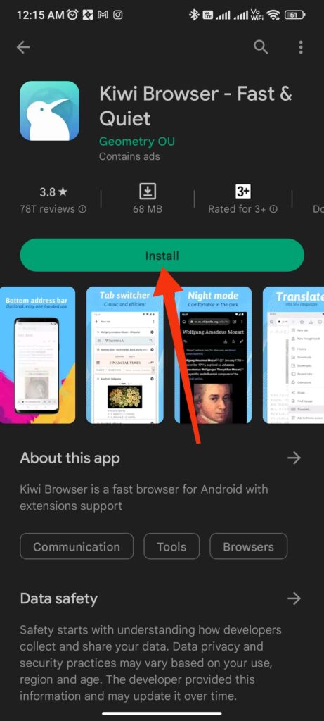 Download Kiwi Browser app